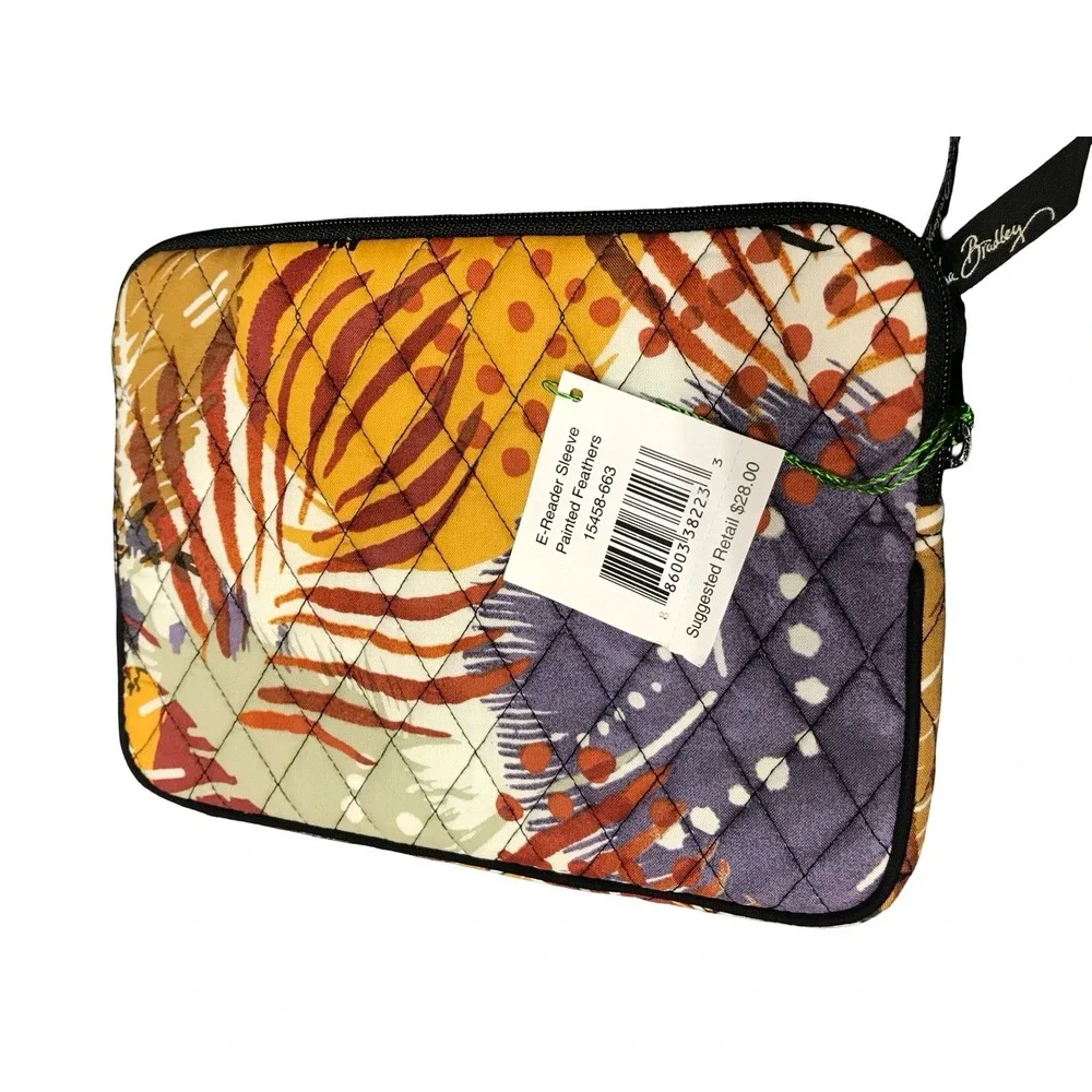 Vera Bradley E-Reader Sleeve Painted Feathers Quilted Cotton‎ Case 15458-663 NWT